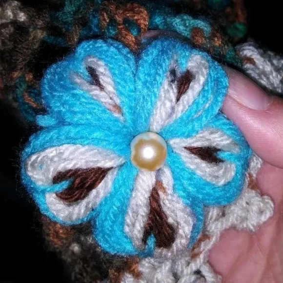 Crocheted Multi-way Poncho Wrap Scarf OOAK! - Picture 7 of 15